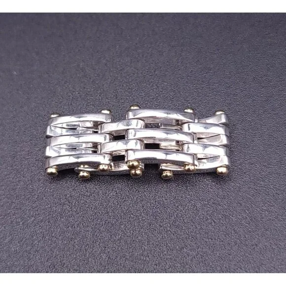 Tiffany & Co Vintage Sterling Silver 18kt Yellow Gold Gatelink Ring Size 6.75 - Picture 8 of 8